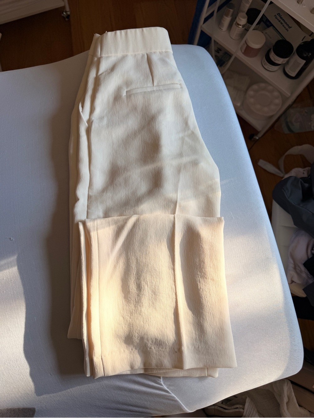 Aritzia Cream High-Rise Wide-Leg Pants